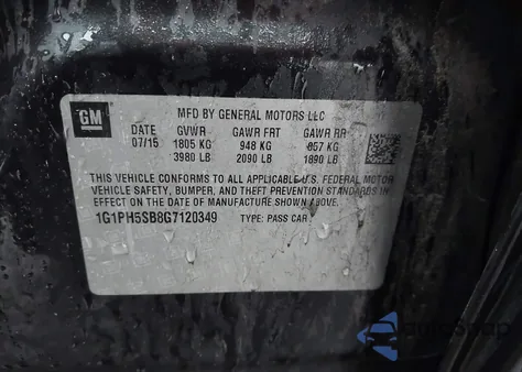 2016 Chevrolet Cruze Limited Eco Manual z USA, uszkodzony, nr VIN 1G1PH5SB8G7120349